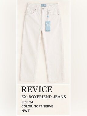 REVICE Los Angeles Ex-Boyfriend Soft Serve Jeans Size 24 White Premium Denim NWT